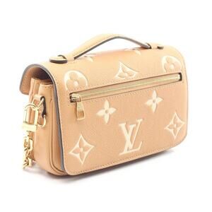 Louis Vuitton Pochette Empreinte Leather Metis Beige Cream Handbag Tan Creme